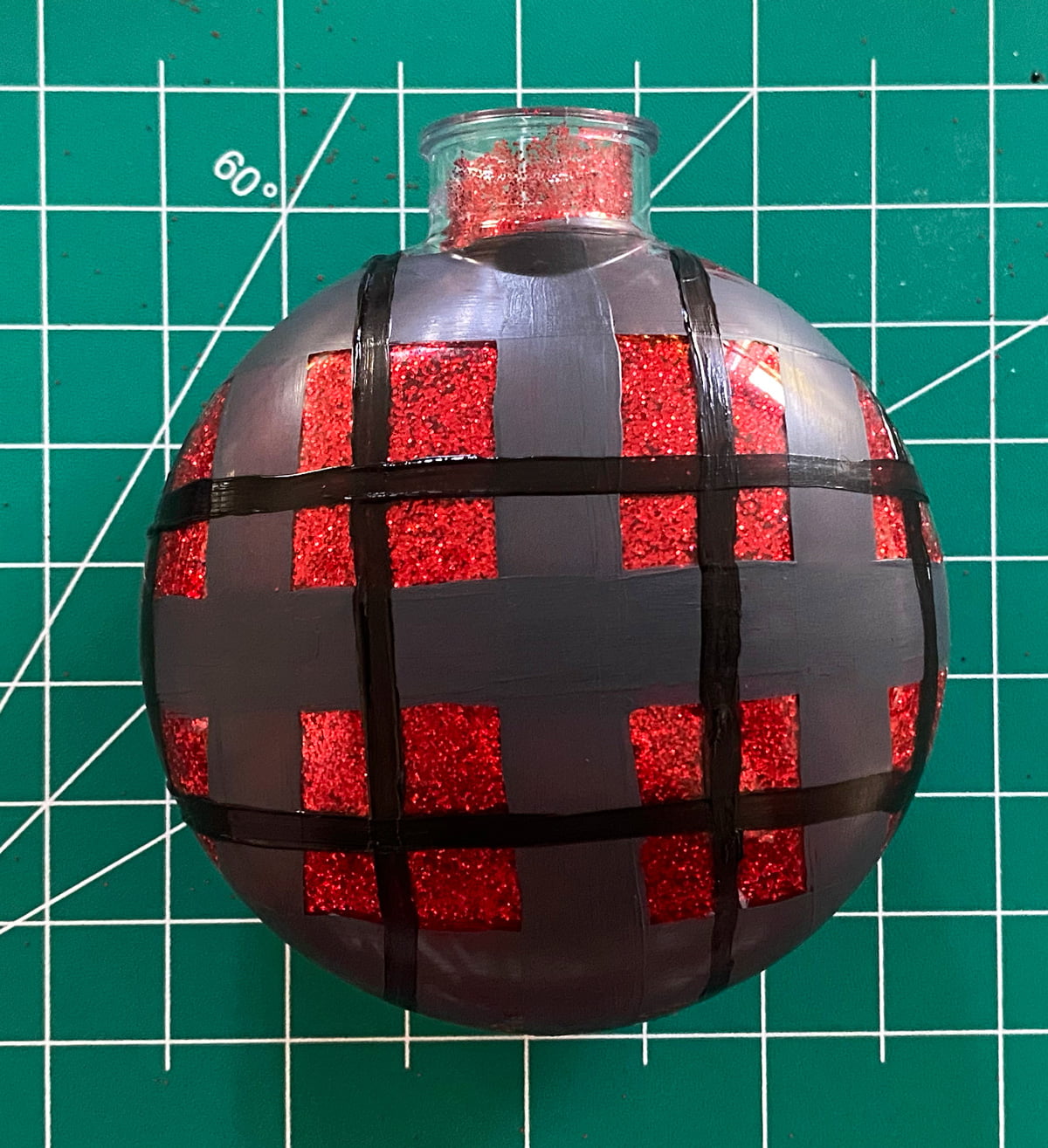 Plaid Painted Glass Ornaments