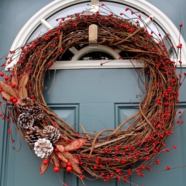 Red Berry and Pinecone Christmas Wreath
