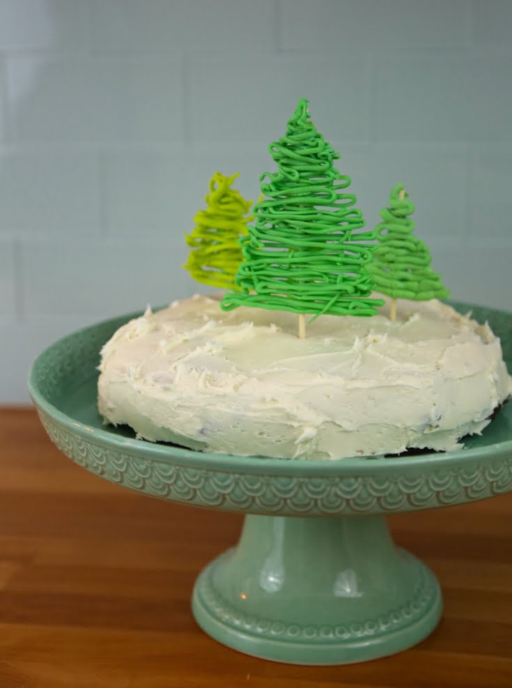 Two Ingredient Cake and White Chocolate Christmas Trees Cake Topper
