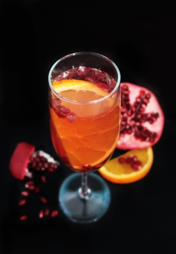 Pomegranate prosecco cocktail