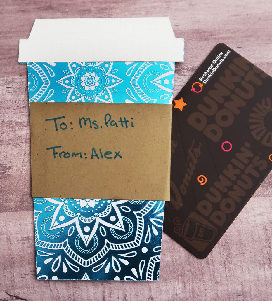 DIY coffee cup gift card holder with free SVG file