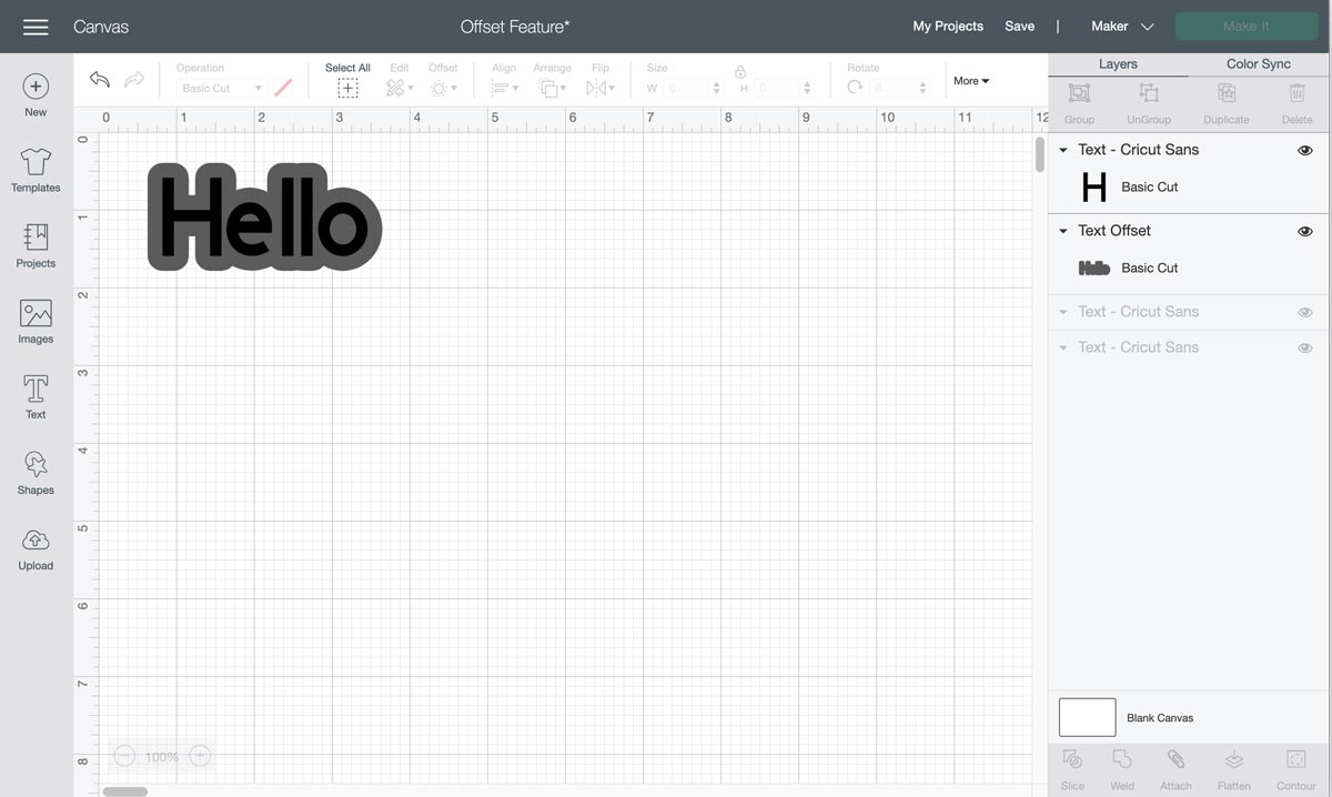 Cricut Offset Feature