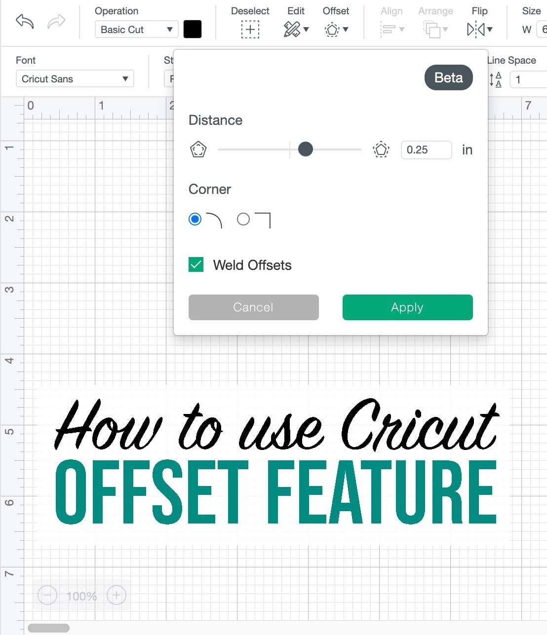 How to use Cricut offset feature