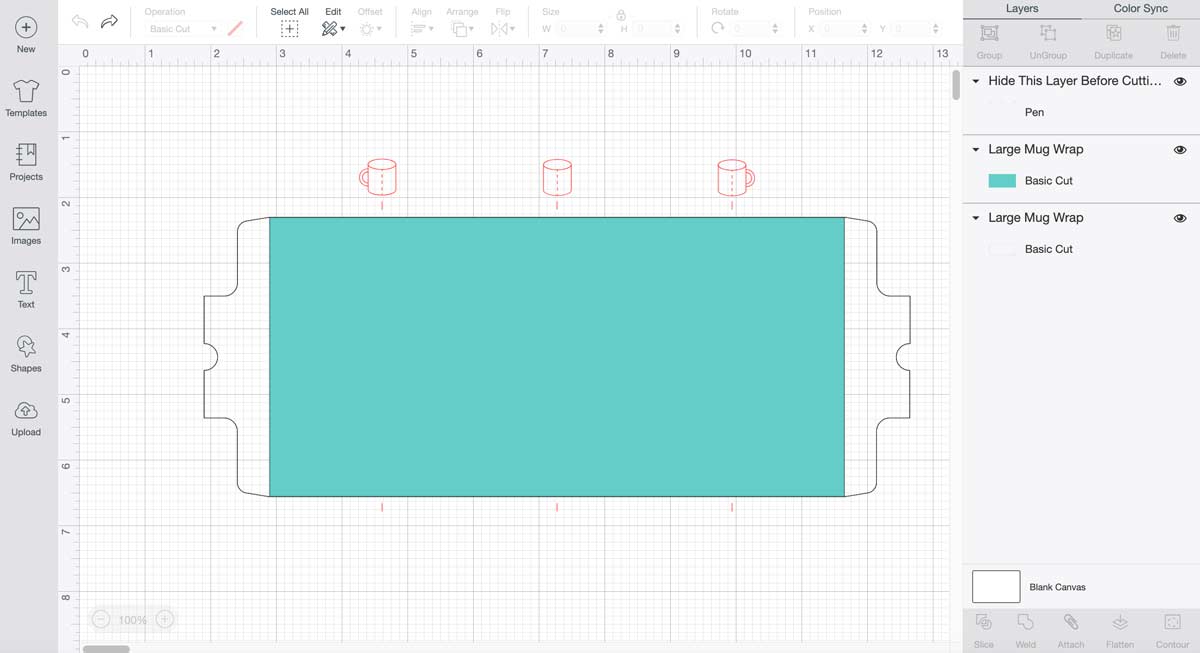 Mug Template in cricut design space. 