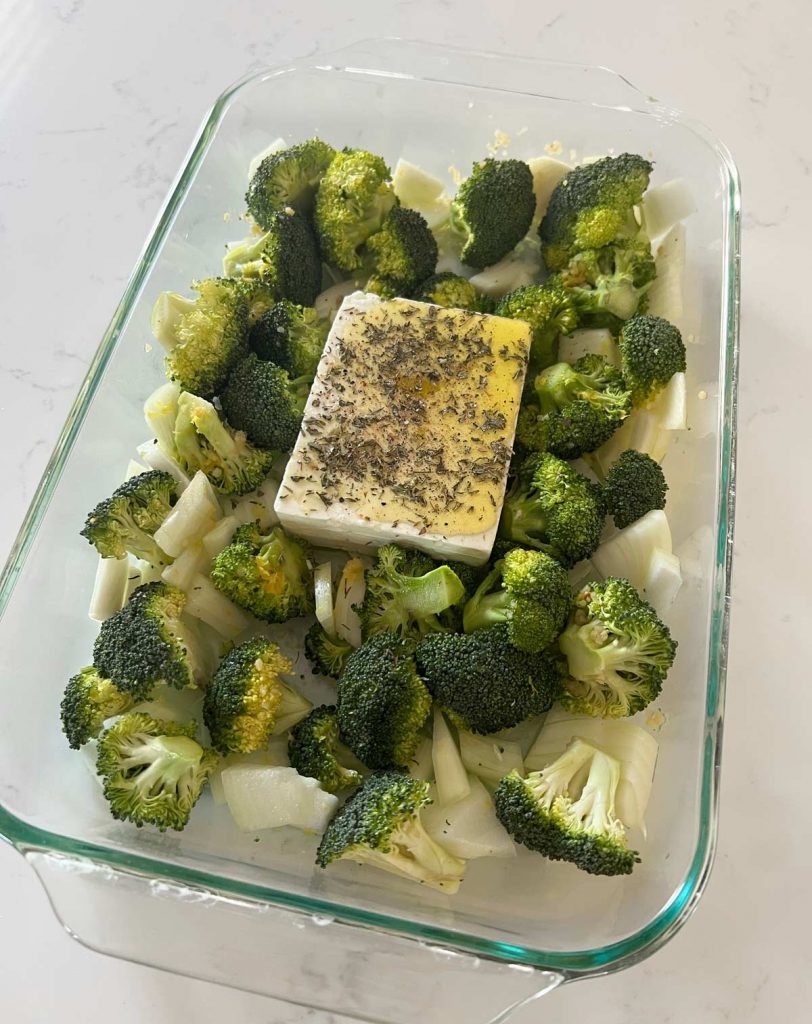 Broccoli feta baked pasta