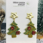 Christmas Tree dangle polymer clay earrings