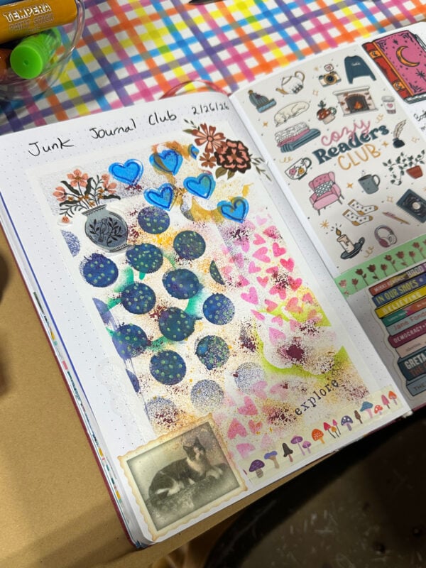 Junk journal club journal spread.